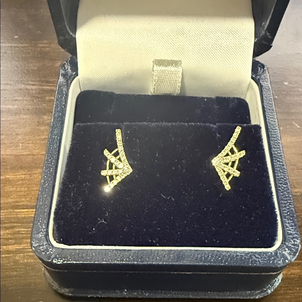 Zadok Jewelers Collection Pave Diamond/Gold Geometric Earrings